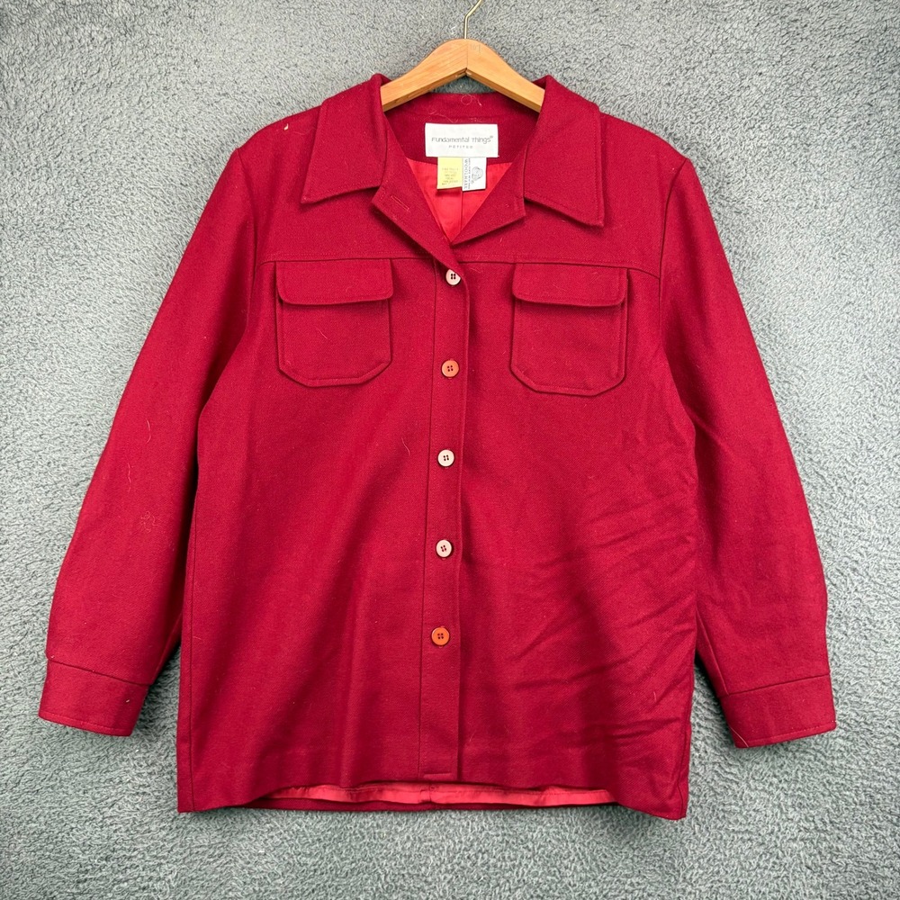 Fundamental‎ Things Petites Vintage  Wool Red Button Up Jacket Shacket Size 12